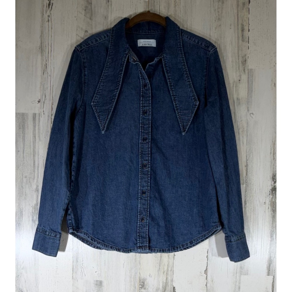 & Other Stories Denim Shirt 6 Pointed Collar Button Up Western Casual Classic